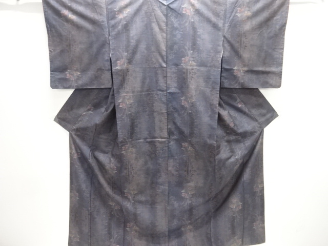 JAPANESE KIMONO / DORO OSHIMA TSUMUGI (9 maruki) / WOVEN FLOWER